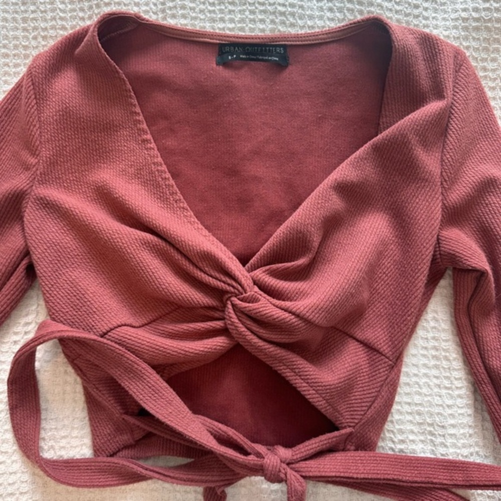 Urban Outfitters Rusty Rose Wrap Twist Front Crop Top